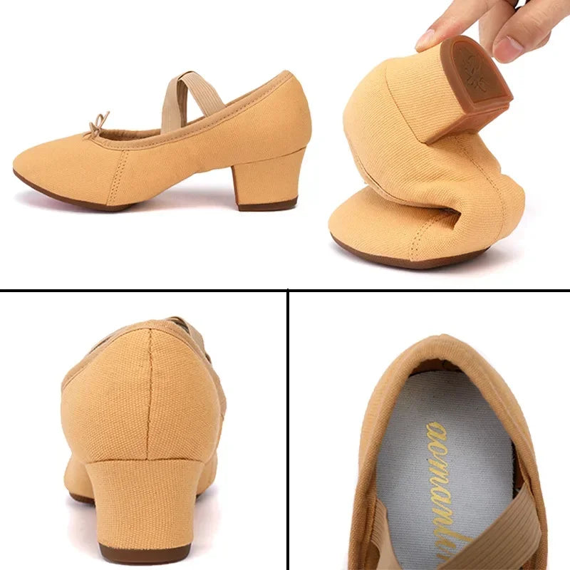 Adult Jazz Ballroom Canvas Dance Shoes Women Teacher Soft Sole Latin Modern Dance National Shoes Standard Practice Hot Sale