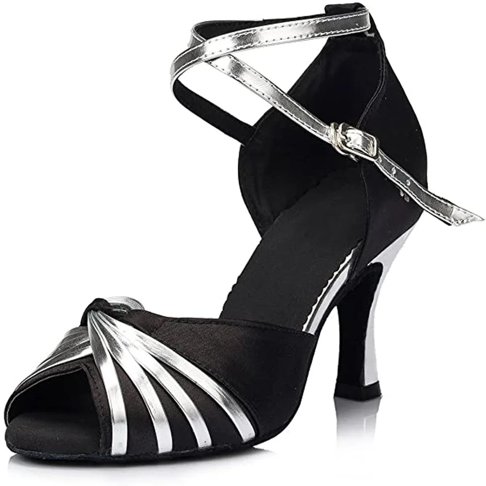 Black Latin Dance Shoes High Heel Jazz Sandals Tango Indoor Ballroom Summer Party Dancing for Women Practice 2025 Modern Dance