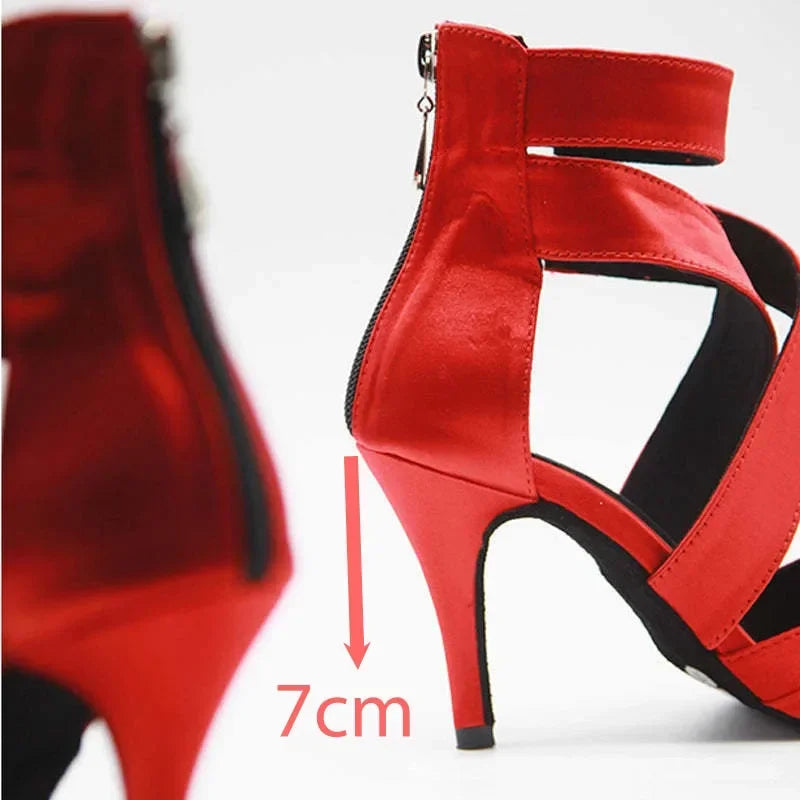 Black Latin Dance Shoes Strip Pole Dance Party  High Heel Sandals Summer New Hot Sale Indoor Stage Game Women Performance