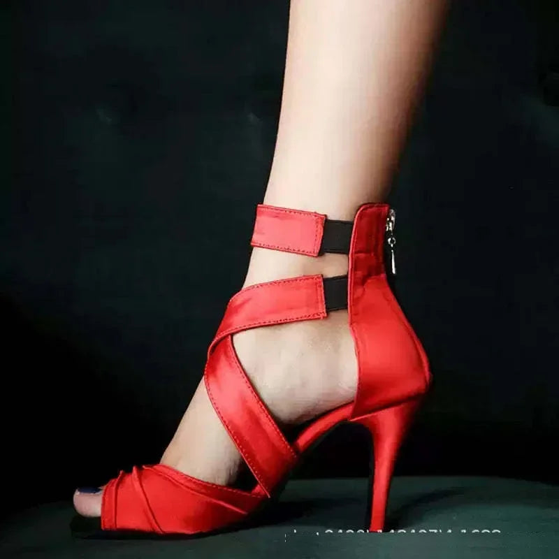 Black Latin Dance Shoes Strip Pole Dance Party  High Heel Sandals Summer New Hot Sale Indoor Stage Game Women Performance