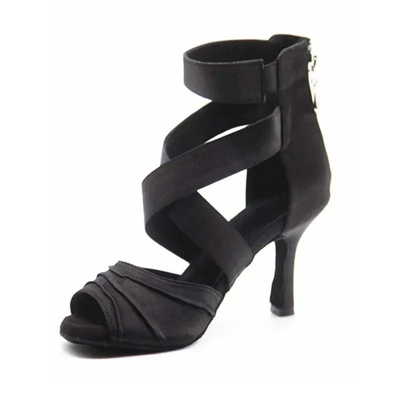 Black Latin Dance Shoes Strip Pole Dance Party  High Heel Sandals Summer New Hot Sale Indoor Stage Game Women Performance