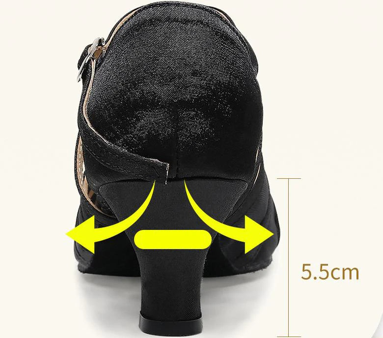 Black Mesh Latin Dance Shoes Hollow Breathable Indoor Dance Training High-heeled Sandals Tango Jazz Party Ballroom Performance