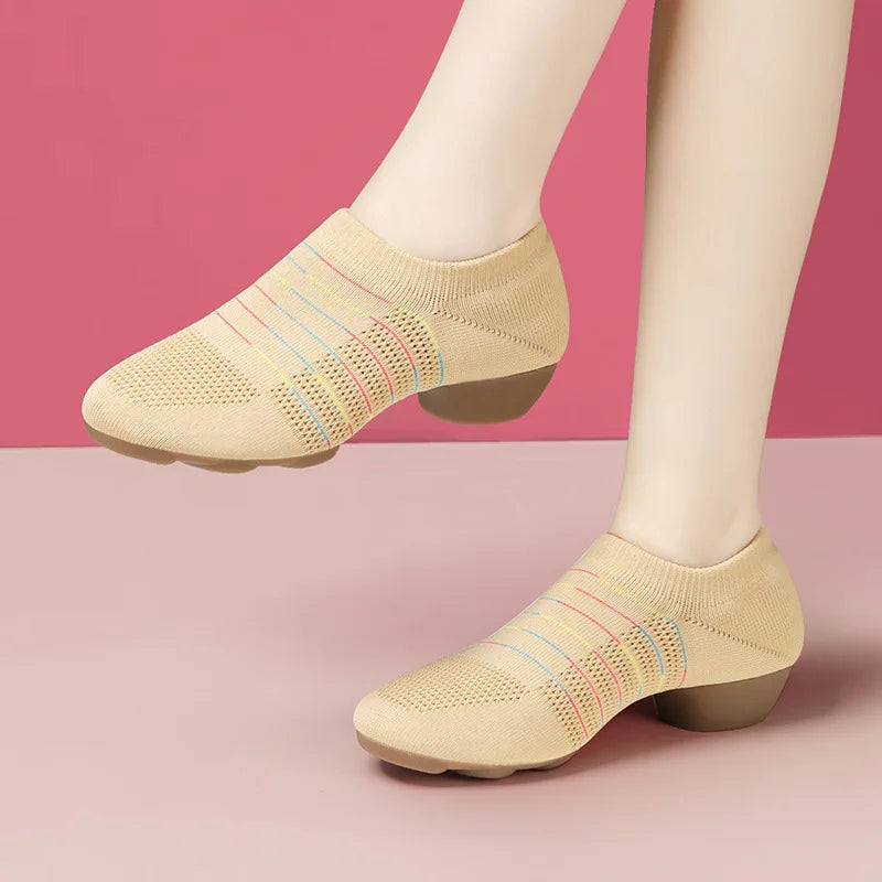 Flying Woven Mesh Dance Shoes Female Modern Dance Jazz Soft Sole Ballet Fitness Shoes Latin Dance for Women Hot Sale 2025