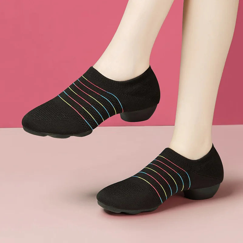 Flying Woven Mesh Dance Shoes Female Modern Dance Jazz Soft Sole Ballet Fitness Shoes Latin Dance for Women Hot Sale 2025