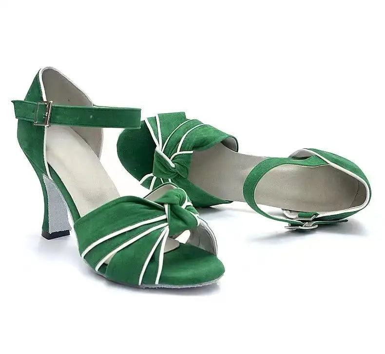 Green Latin Dance Shoes Women 2025 Indoor Soft-soled Jazz Tango Practice High-heeled Sandals Modern Dance Summer Ballroom Party
