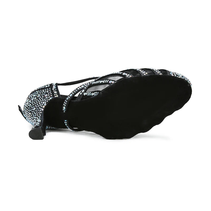 High-grade Latin Dance Shoes for Women Diamond 2025 Summer Jazz Modern Indoor Soft Bottom High Heels Girl Sandals Hot Sale