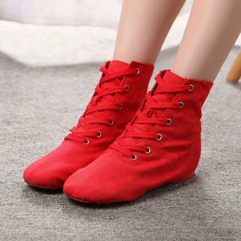 High-top Adult Children's Ballet Shoes Canvas Jazz Boots Soft-soled Dance Shoes New Exercise Women's Modern Dance Hot Sale