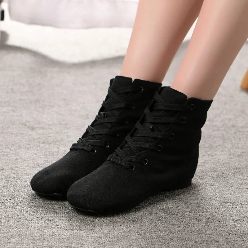 High-top Adult Children's Ballet Shoes Canvas Jazz Boots Soft-soled Dance Shoes New Exercise Women's Modern Dance Hot Sale