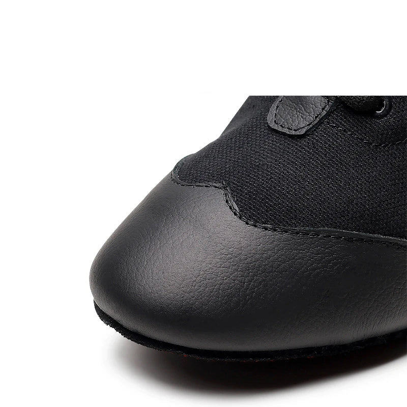 Jazz Dance Boots High-bone Lace-up Latin Modern High-heeled 3.5cm Genuine Leather Cowhide Canvas Soft-soled Shoes Hot Sale