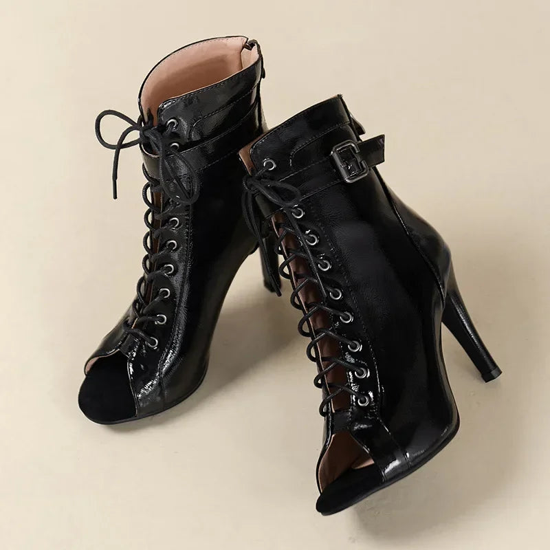 Jazz Latin Dance Shoes for Women Boots Heels 9cm Salsa Ballroom Rubber Hard Sole Modern Dance Party Dancing Shoes Hot Sale