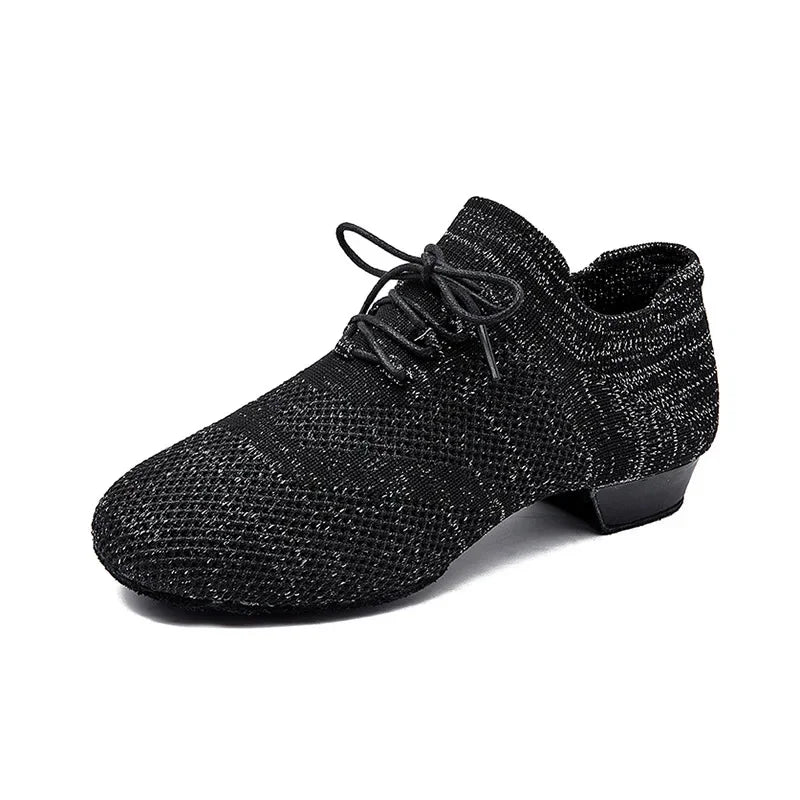 Latin Dance Shoes for Adult Women 3.5cm Heels Indoor Body Modern Jazz Dance Breathable Soft Sole Training Lace-up Shoes 2025