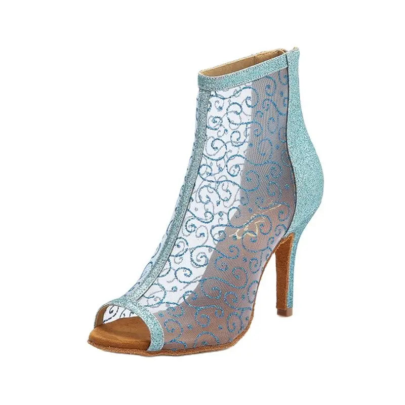 Mesh Breathable Latin Dance Shoes for Women High Heel Party Ballroom Jazz Soft Bottom Sandals 2025 Summer Hot Sale Boots