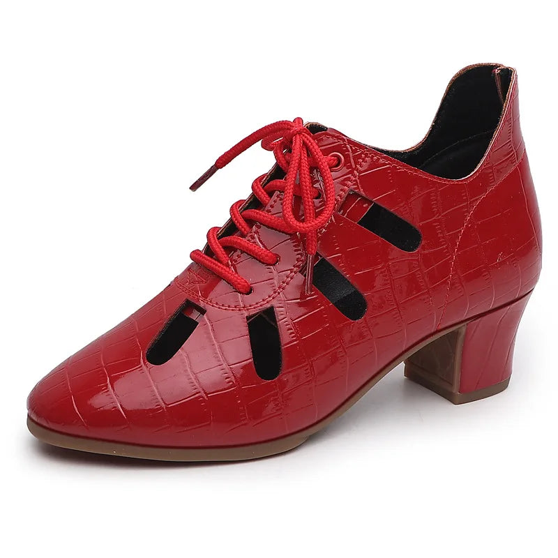 New Jazz Dance Shoes for Women Rubber Soft Sole Modern Latin Dance Train Boots 2025 Summer High Top Hollow Ballroom Shoes Grils