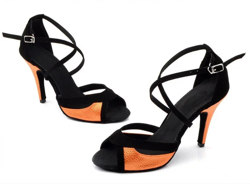 Orange Latin Dance Shoes Women Summer Jazz Tango Modern Indoor Sandals Dancing Party Ballroom High Heel Soft Sole Hot Sale