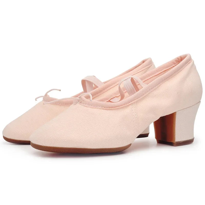 Professional Latin Dance Practice Dance Shoes Women Canvas Jazz Tango Cha Cha Teacher Dance Shoes Indoor Soft Sole Practice Heel