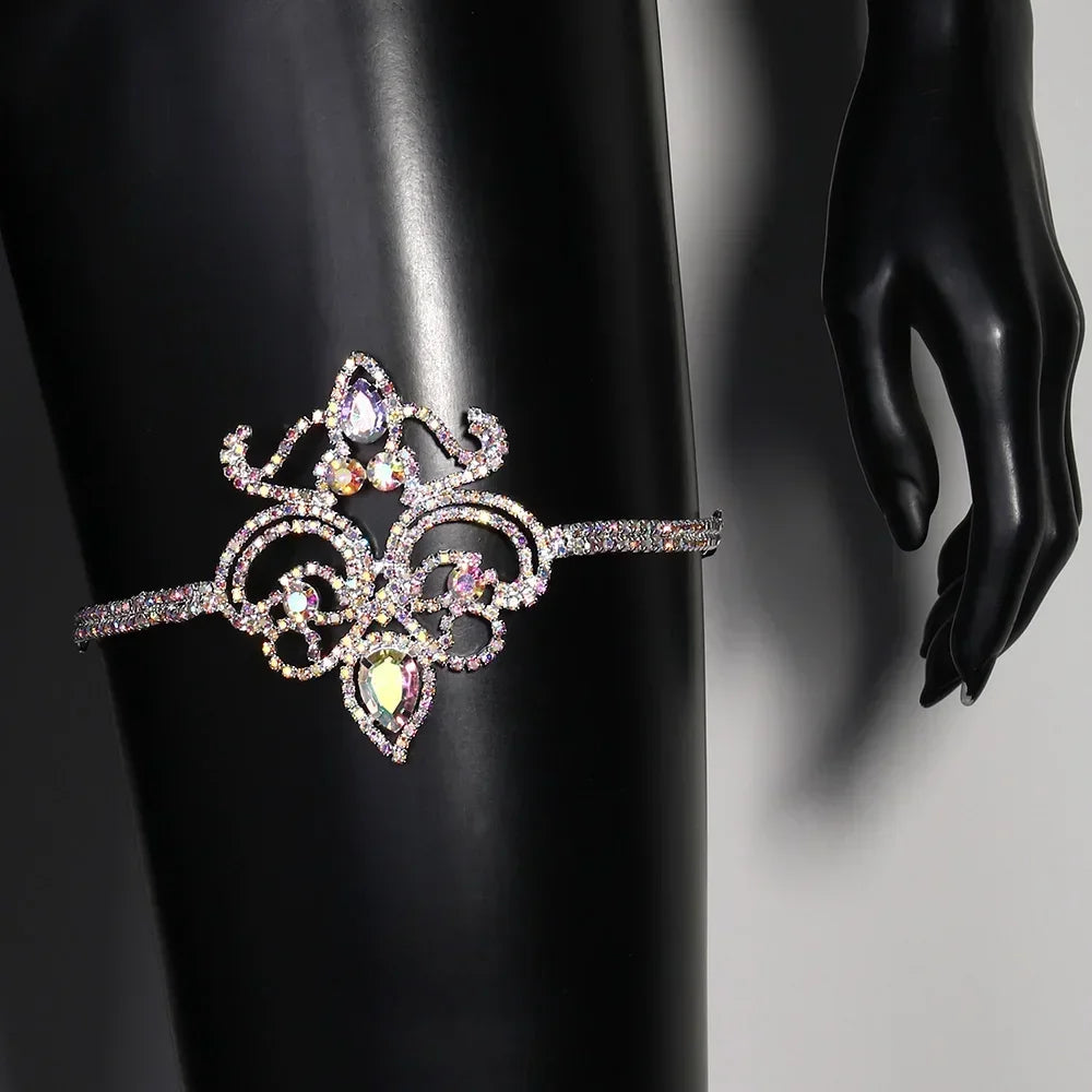 Belly Dance Rave Colorful Crystal Thigh Chain  Accessories Gift 2025 Beach Bikini Geometric Sexy Leg Jewelry Dress for Women