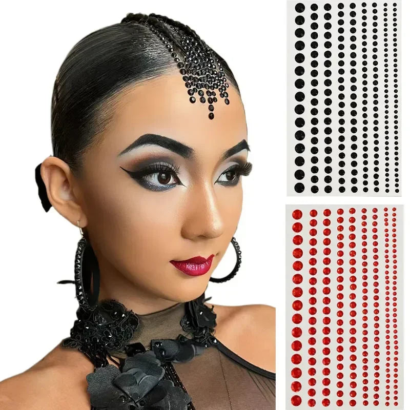 Latin Dance Headwear Ballroom Dance Competition Professional Disc Shiny Diamond Self-adhesive Moden Dance Hair Accessories