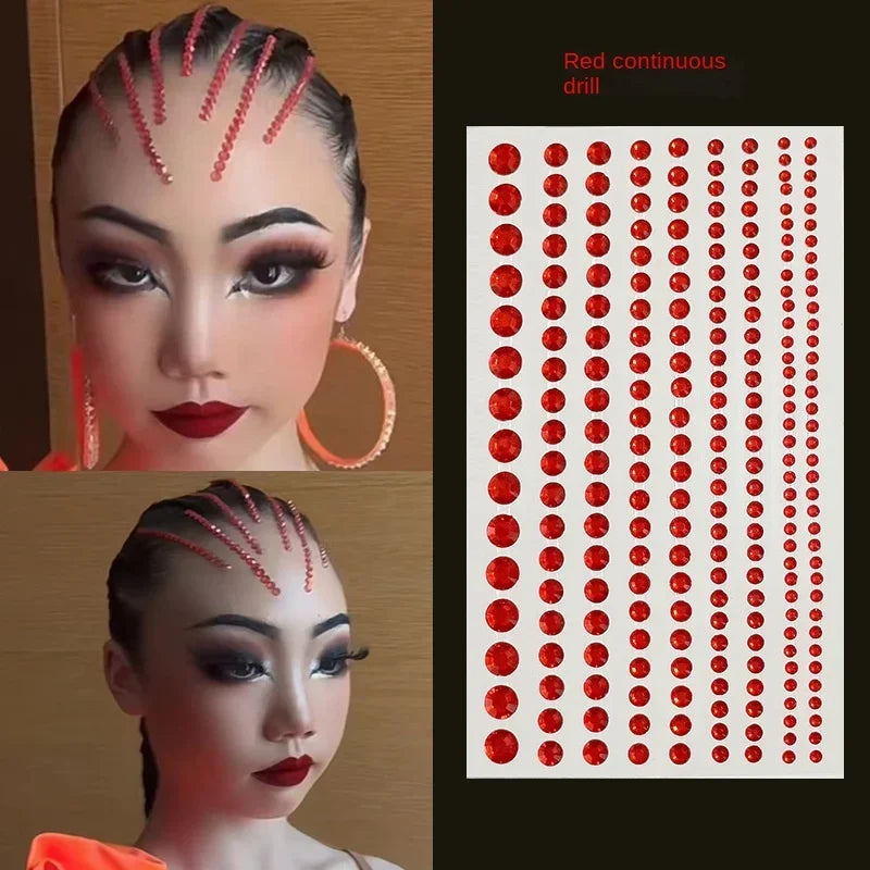 Latin Dance Headwear Ballroom Dance Competition Professional Disc Shiny Diamond Self-adhesive Moden Dance Hair Accessories