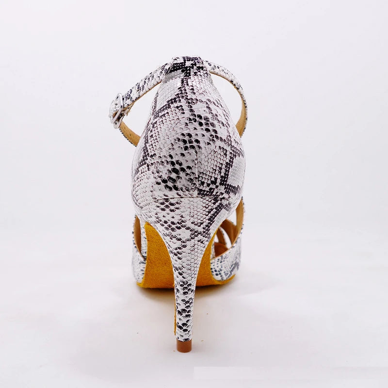Snakeskin Grain Latin Dance Shoes for Women Indoor Soft Bottom Jazz Tango Summer Sandals Hot Sale Spanish Bar Performance