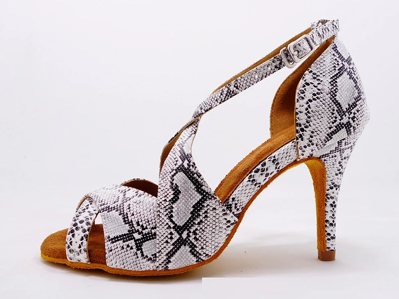 Snakeskin Grain Latin Dance Shoes for Women Indoor Soft Bottom Jazz Tango Summer Sandals Hot Sale Spanish Bar Performance